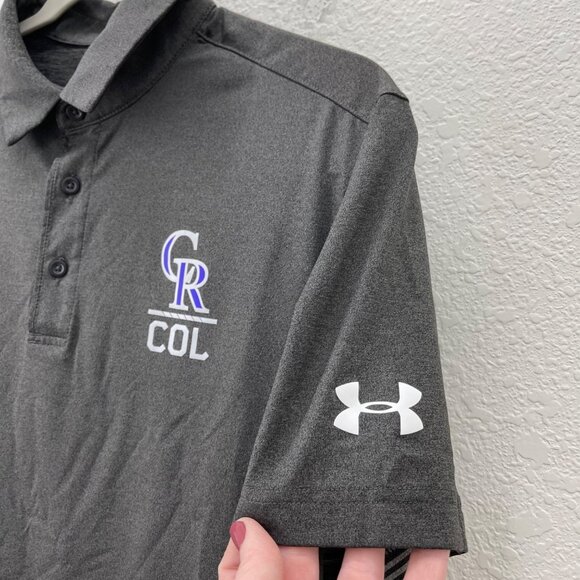 Under Armour Heat Gear Loose Fit Colorado Rockies MLB Polo Shirt Mens size Small - Picture 3 of 5